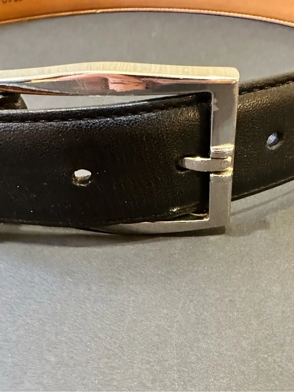 VTG 1980s-90s Johnston & Murphy Black Leather Belt with Silver Buckle USA 36